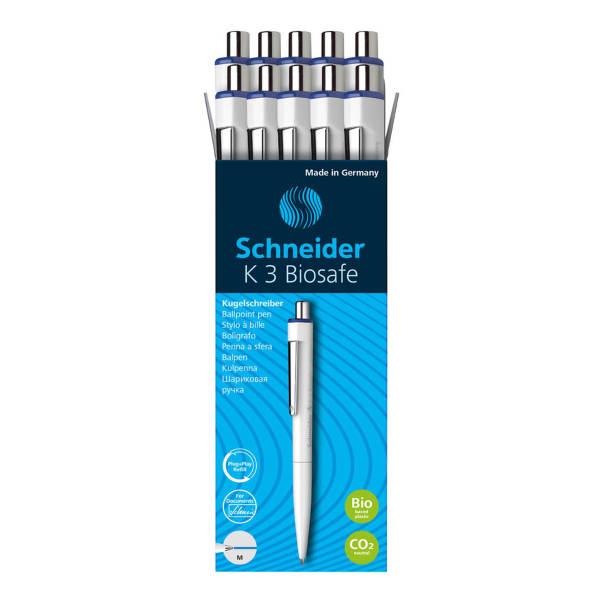 Kuličkové pero Schneider K3 Biosafe - modrá náplň