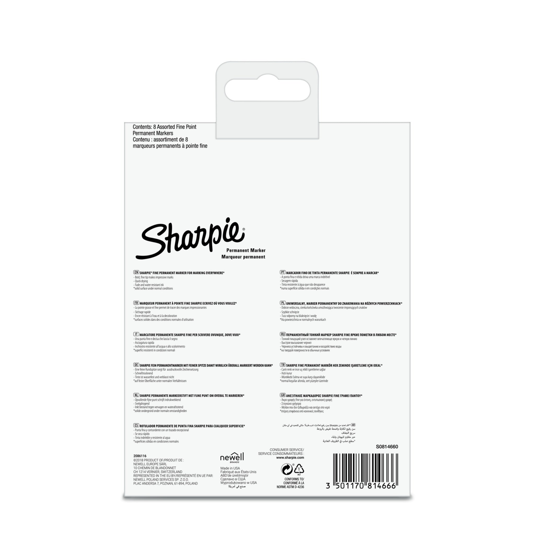 Sharpie Permanent Marker Blister Pack 8 Color