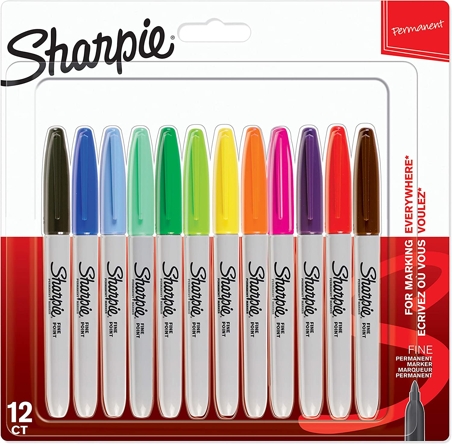 Sharpie Permanent Marker Blister Pack 12 Color