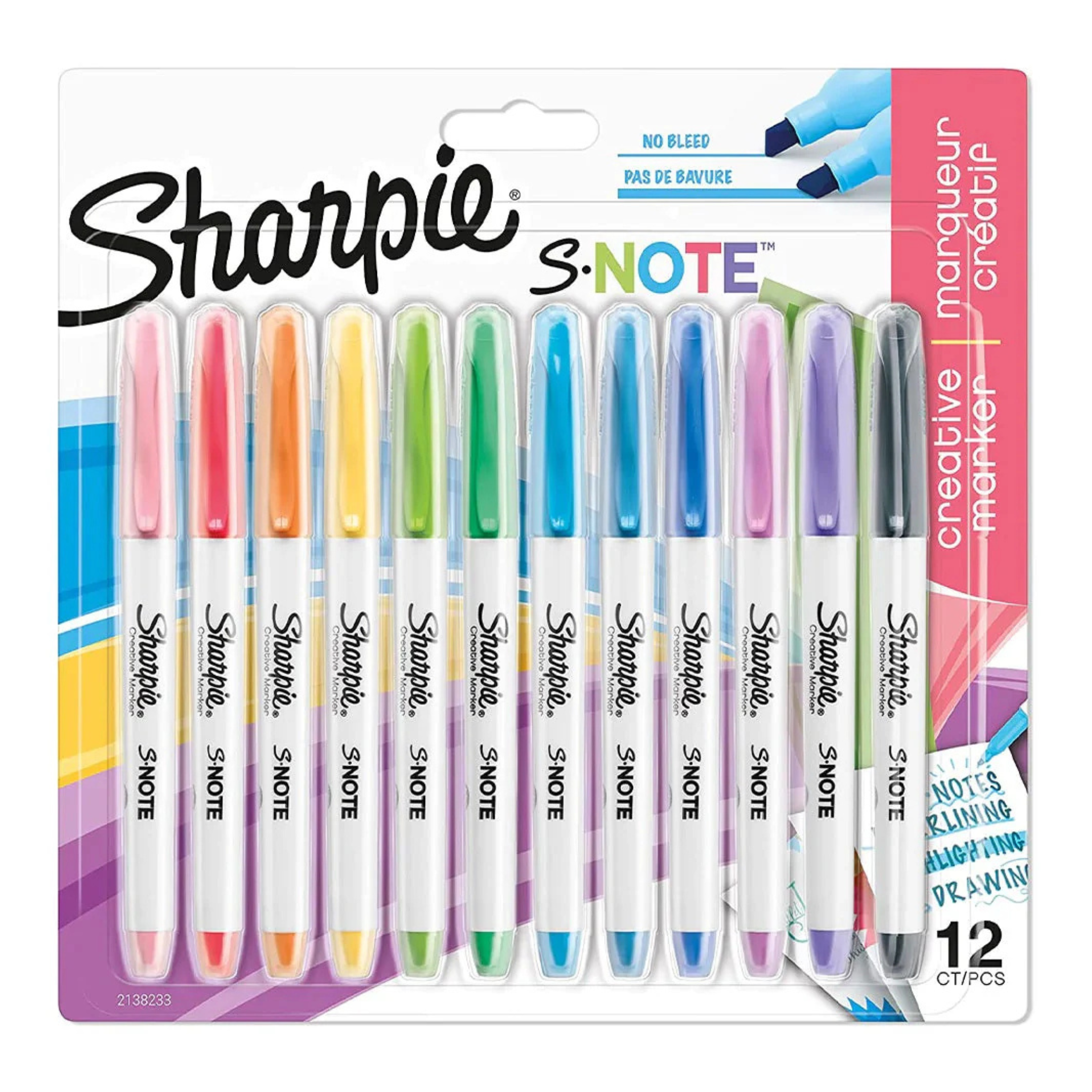Sharpie S Note Markers Assorted 12 Color Blister Pack