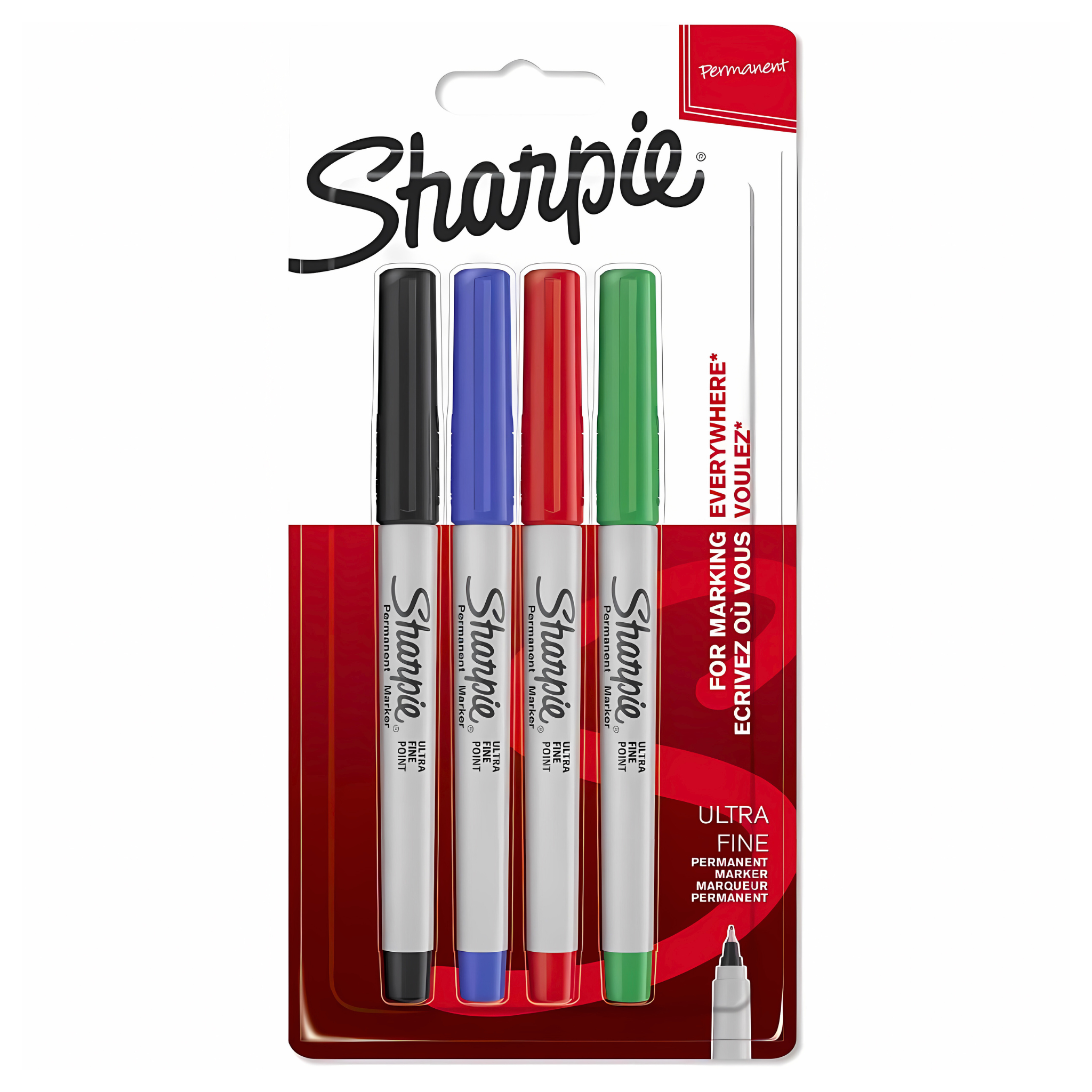 Sharpie Ultra Fine Marker Blister Pack 4 Colors